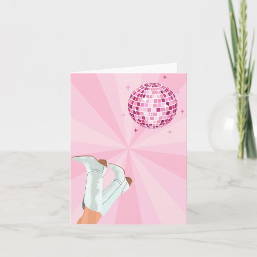 Roze groovy laarzen discobal kaart (Voorkant)
