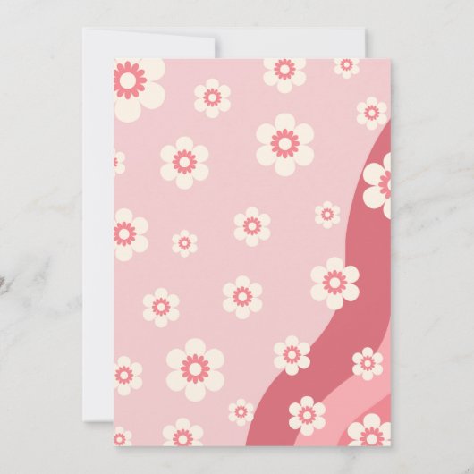 Roze Groovy One 70s Meisje Retro 1e Verjaardag Kaart (Achterkant)