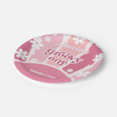 Roze Groovy One Retro Rainbow Daisy First Birthday Papieren Bordje (Gekanteld)