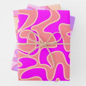 Roze Groovy Retro Fluid Art Uniek Inpakpapier Vel (In situ)