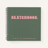 Roze Groovy Sketchbook - Gepersonaliseerde naam Notitieboek (Voorkant)