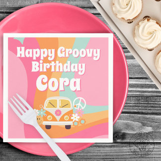 Roze Groovy Verjaardag Servet