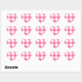 Roze Grote Gingham geruite cheques Hart Sticker (Vel)