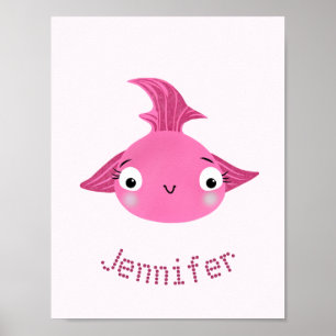 Roze grote vis poster