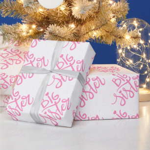 Roze Grote Zuster Typografie Met Glitter Cadeaupapier