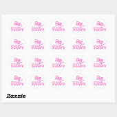 Roze Grote Zuster Typografie Ronde Sticker (Vel)