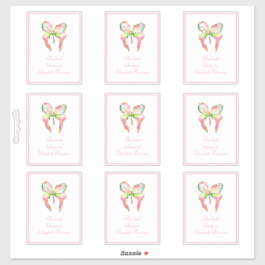 Roze Groth Vlinder Boekplaat Sticker (Vel)