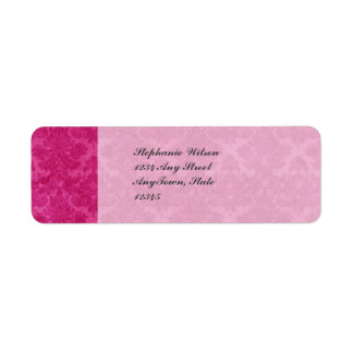 Roze grunge Damask Etiket