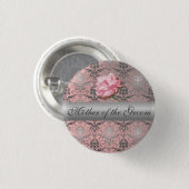 Roze Grunge Damask Moeder van de Groom Button (Voorkant /achterkant)