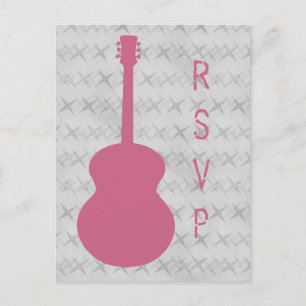Roze Guitar Grunge RSVP Briefkaart