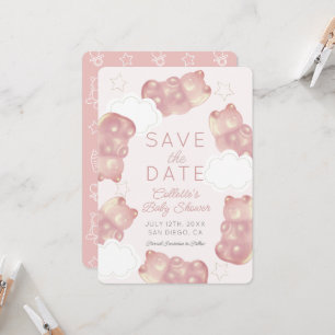 Roze Gummy Bear Babyshower Save the Date Kaart