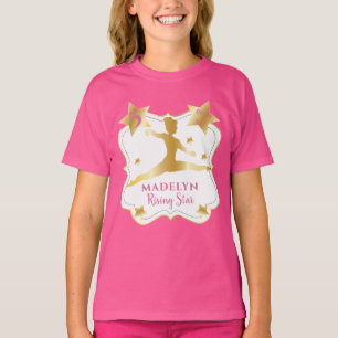 Roze gymnast Rising Star Gymnastics Birthday Girl T-shirt