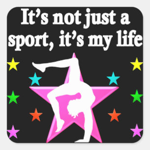 ROZE GYMNASTIEK IS MIJN LEVENSONTWERP VIERKANTE STICKER