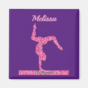 Roze Gymnastiek Meisje Sparkle Balance Beam Magneet