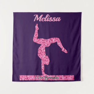Roze Gymnastiek Meisje Sparkle Balance Beam Wandkleed