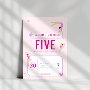 Roze Gymnastiek Verjaardagsfeest Kaart