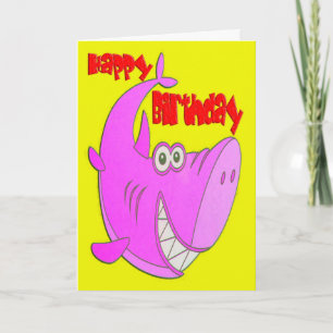 Roze Haai Verjaardag Kaart