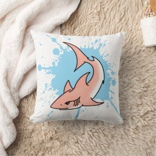 roze haai week cartoon tatoeage kunst oceaan dier kussen