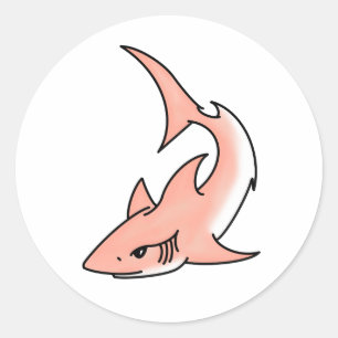 roze haai week cartoon tatoeage kunst oceaan dier ronde sticker
