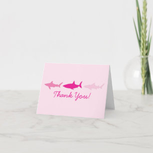 Roze Haaien Moppige Kinderen Bedankt Briefkaarten