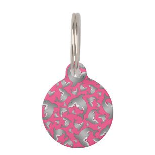 Roze haaienpatroon huisdierpenning