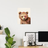 Roze Haar Beer Babykamer Poster (Thuiskantoor)