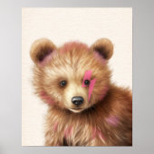 Roze Haar Beer Babykamer Poster (Voorkant)