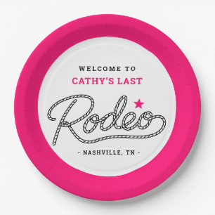 Roze Haar Laatste Rodeo Meisjesfeest Papieren Bordje