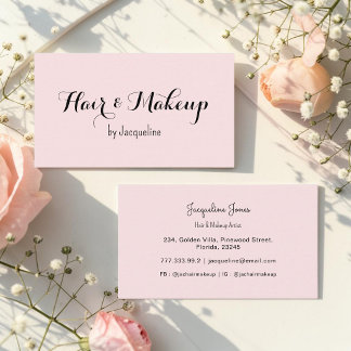 Roze haar make-up schoonheidssalon eenvoudig  visitekaartje