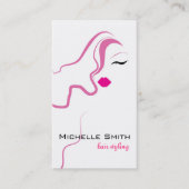 Roze haar met een liefdevol pictogram Hairstyling Visitekaartje (Voorkant)