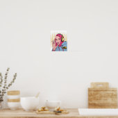 Roze haarstripstijl Vrouw Poster (Keuken)