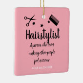 Roze Haarstylist Quote Grappige Kapper Sterren Keramisch Ornament (Rechts)