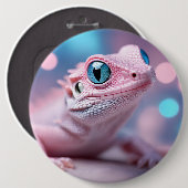Roze hagedis met blauwe ogen ronde button 6,0 cm (Voorkant /achterkant)