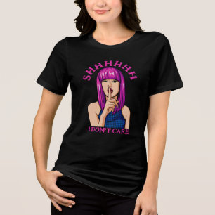 Roze Haired Popart Girl Don't Care Tri-Blend Shirt
