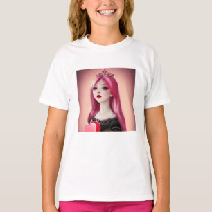 Roze Haired Princess met Tiara T-shirt