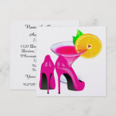 Roze hakken en cocktail - Cocktailparty - SRF Kaart (Voorkant / Achterkant)