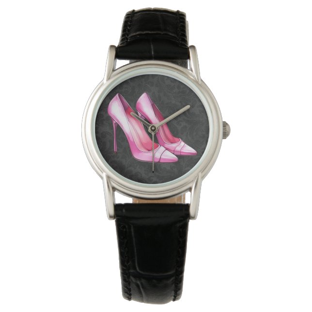 Roze hakken schoenen horloge (Voorkant)