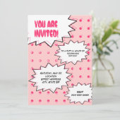 Roze Halftone Pop Art Comic geïnspireerd op zaterd Kaart (Staand voorkant)