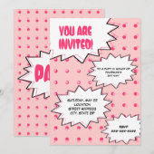 Roze Halftone Pop Art Comic geïnspireerd op zaterd Kaart (Voorkant / Achterkant)