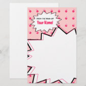 Roze Halftone Pop Art Stationery Briefpapier (Voorkant / Achterkant)