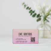 Roze Halftonen QR Code Beloning Visitekaartje (Staand voorkant)