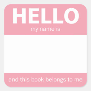 Roze Hallo Bookplaat Vierkante Sticker