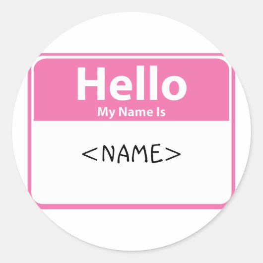 Roze Hallo Mijn naam is,<NAME> Ronde Sticker (Voorkant)