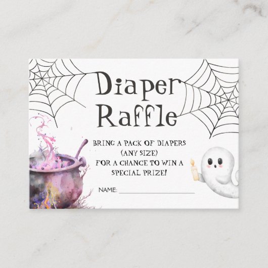 Roze Halloween Baby shower Luier Raffle Informatiekaartje (Voorkant)