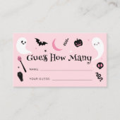 Roze Halloween Baby shower Raad eens hoeveel spell Informatiekaartje (Voorkant)