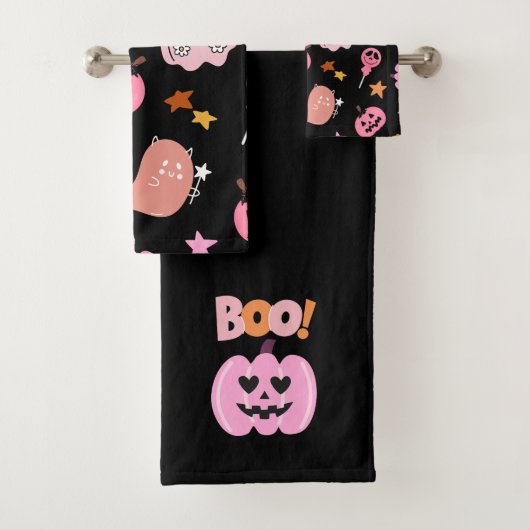 Roze Halloween Bad Handdoek (Insitu)