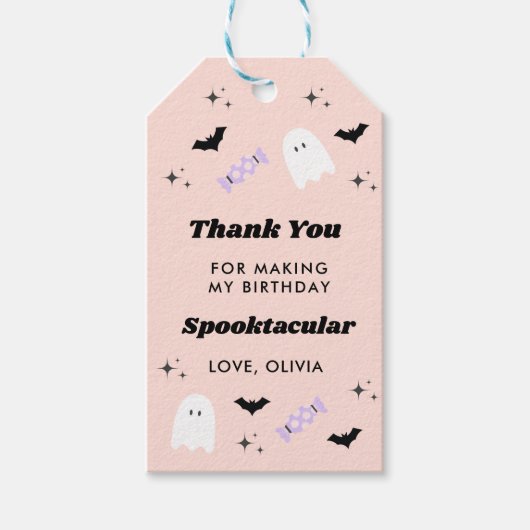Roze halloween Birthday Spooktacular Gift Labels Cadeaulabel (Voorkant)