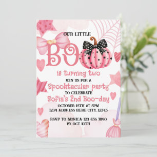 Roze Halloween Birthday Uitnodiging