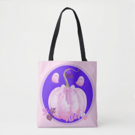 Roze Halloween Coquette Pompoen met Geesten Draagtas