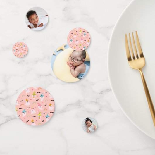 Roze Halloween Custom 3-Photo Little Boo Pattern Confetti (Groep)